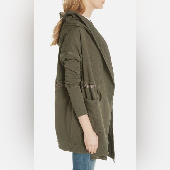 Free People - Grey Studio City Cardigan Jacket with Hoodie - Picture 2 of 6